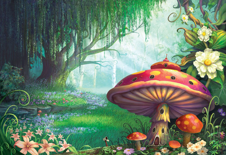 450x309 Enchanted Forest - Fairy House Painting