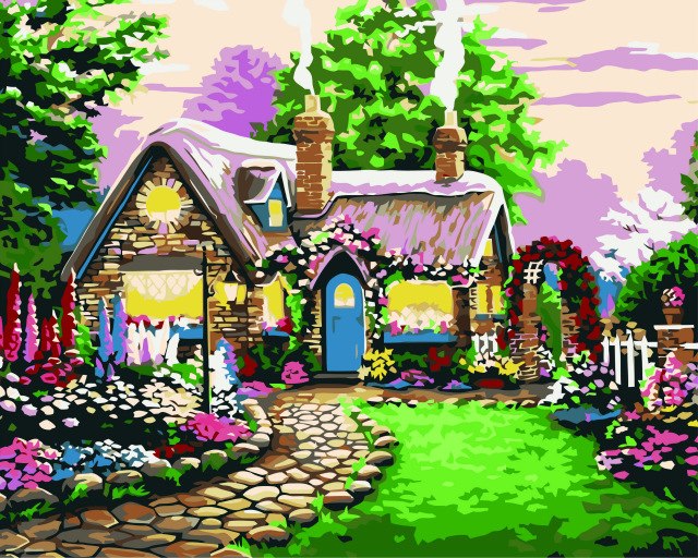 640x512 Fairy House Diy Painting By Numbers Handpainted Oil Painting - Fairy House Painting
