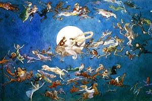 300x200 A Dance Around The Moon Fairies Fantasy Fairy Painting By Charles - Fairy Painting
