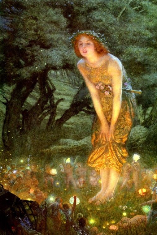 507x760 Midsummer Eve Fairy Forest Little Fairies 1909 Painting By Edward - Fairy Painting