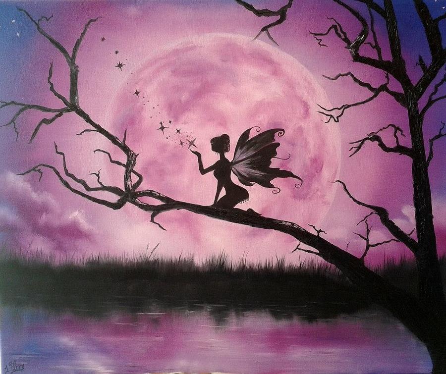 900x755 Moonlight Fairy Painting By Ira Florou - Fairy Painting