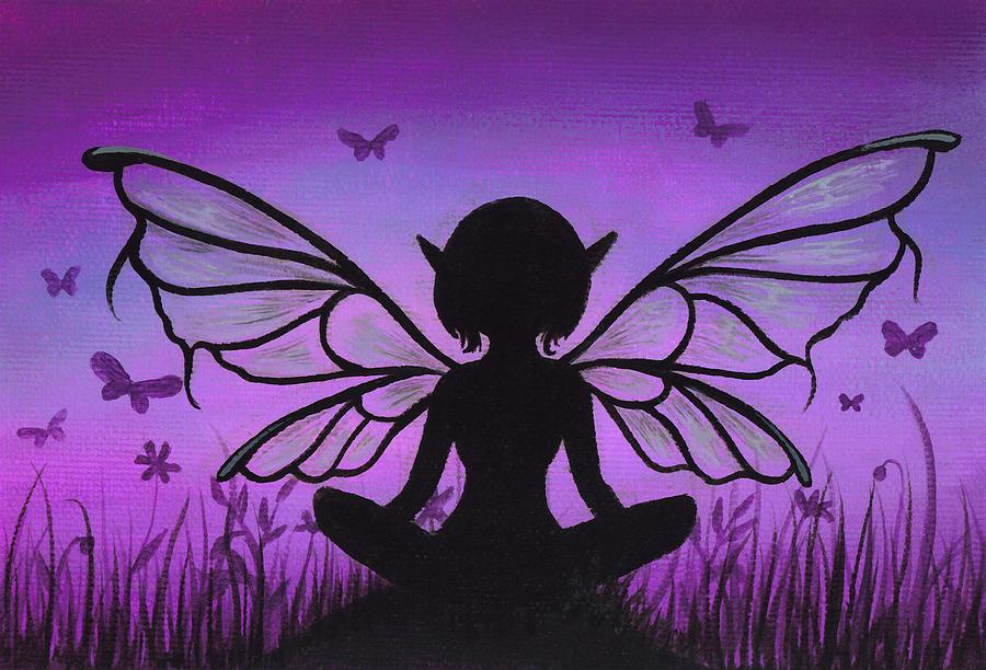 900x612 Peaceful Meadows Painting By Elaina Wagner - Fairy Painting