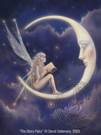 334x445 The Story Fairy A Fairy Painting By David Delamare (Bad Monkey - Fairy Painting