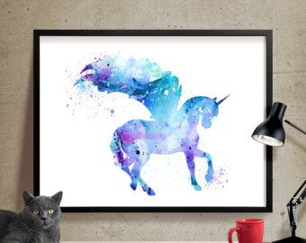 340x270 Items Similar To Unicorn Print, Unicorn Watercolor, Unicorn Art - Fairy Silhouette Painting
