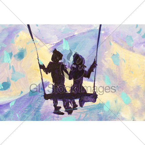 500x500 Macro Painting Fairy Tale, Abstraction Male And Girl Ride Gl - Fairy Silhouette Painting