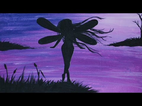 480x360 Fairy Silhouette Acrylic Painting On Canvas (Part 1 Of 2) - Fairy Silhouette Painting