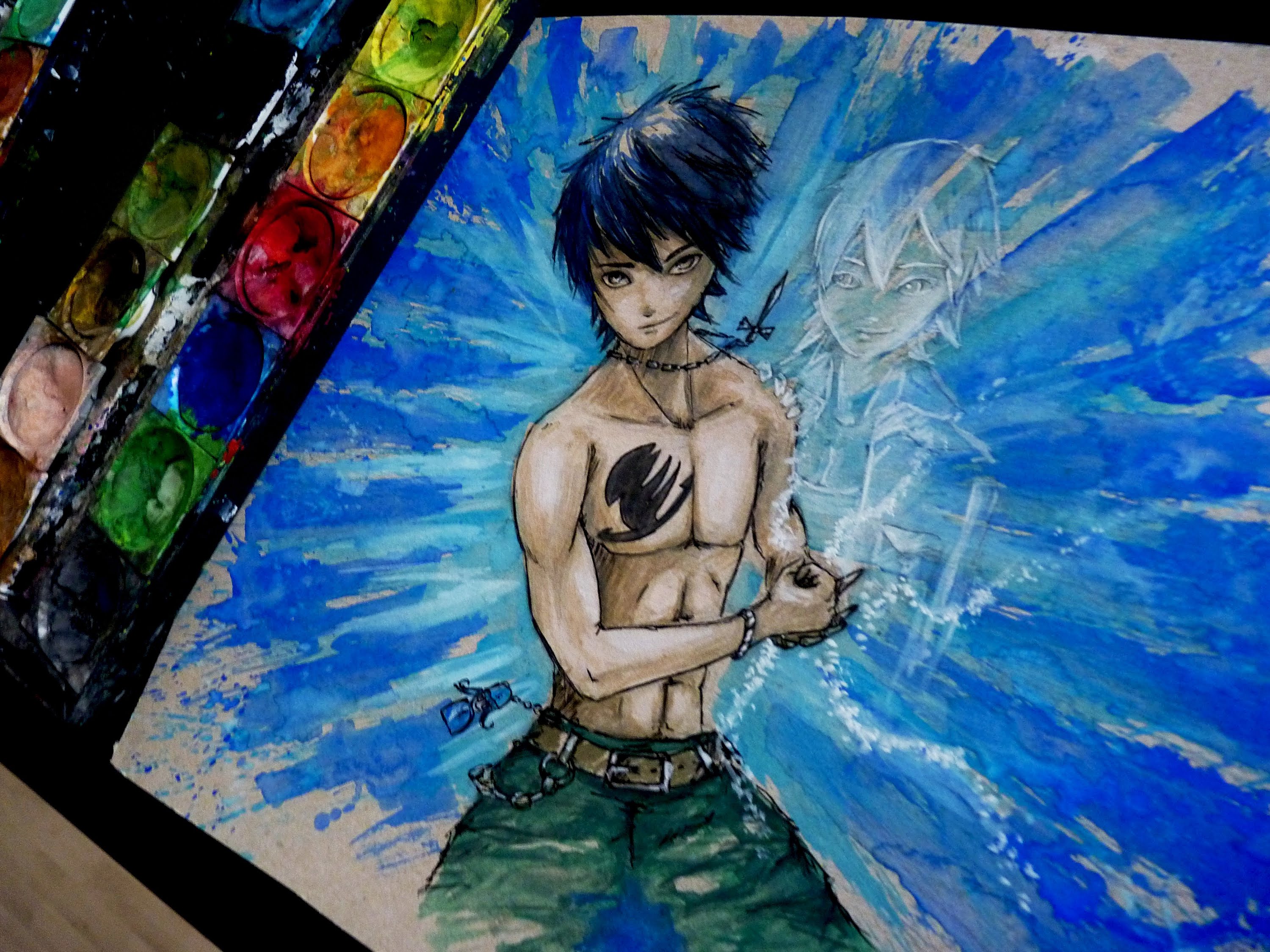3000x2250 Watercolor Time Lapse Painting   Ink) - Fairy Tail Painting