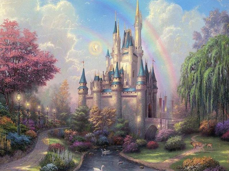797x594 Rainbow Fairytale Castle - Fairytale Painting