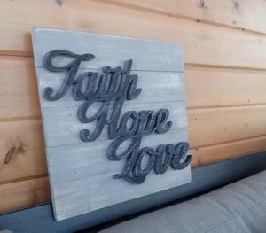 300x263 Faith Hope Love Painted Wooden Wall Hanging Panel Story City - Faith Hope Love Painting