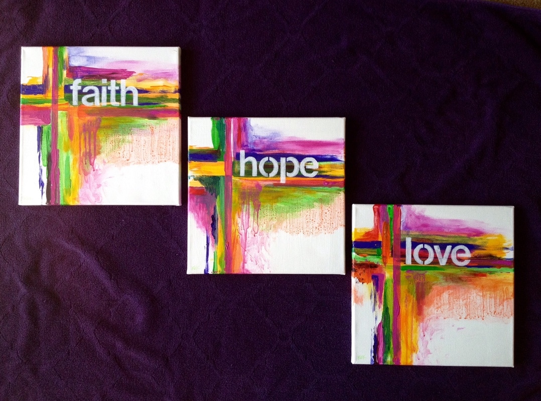 1078x800 Karen Harbachow Fine Art - Faith Hope Love Painting