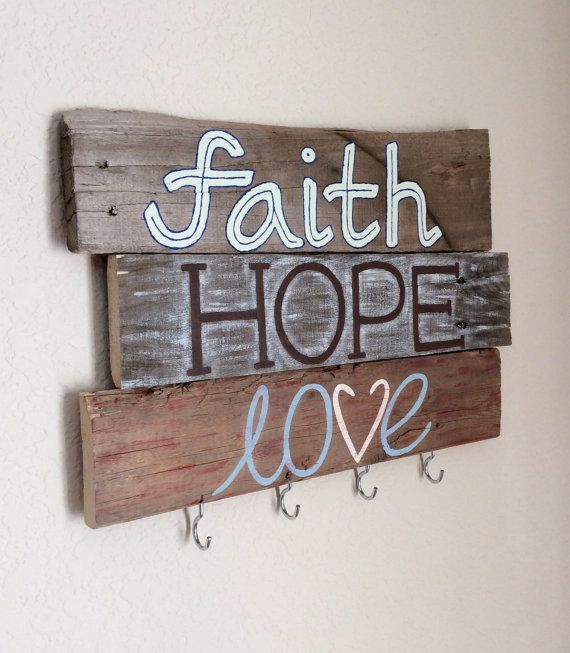 570x653 Key Holder - Faith Hope Love Painting