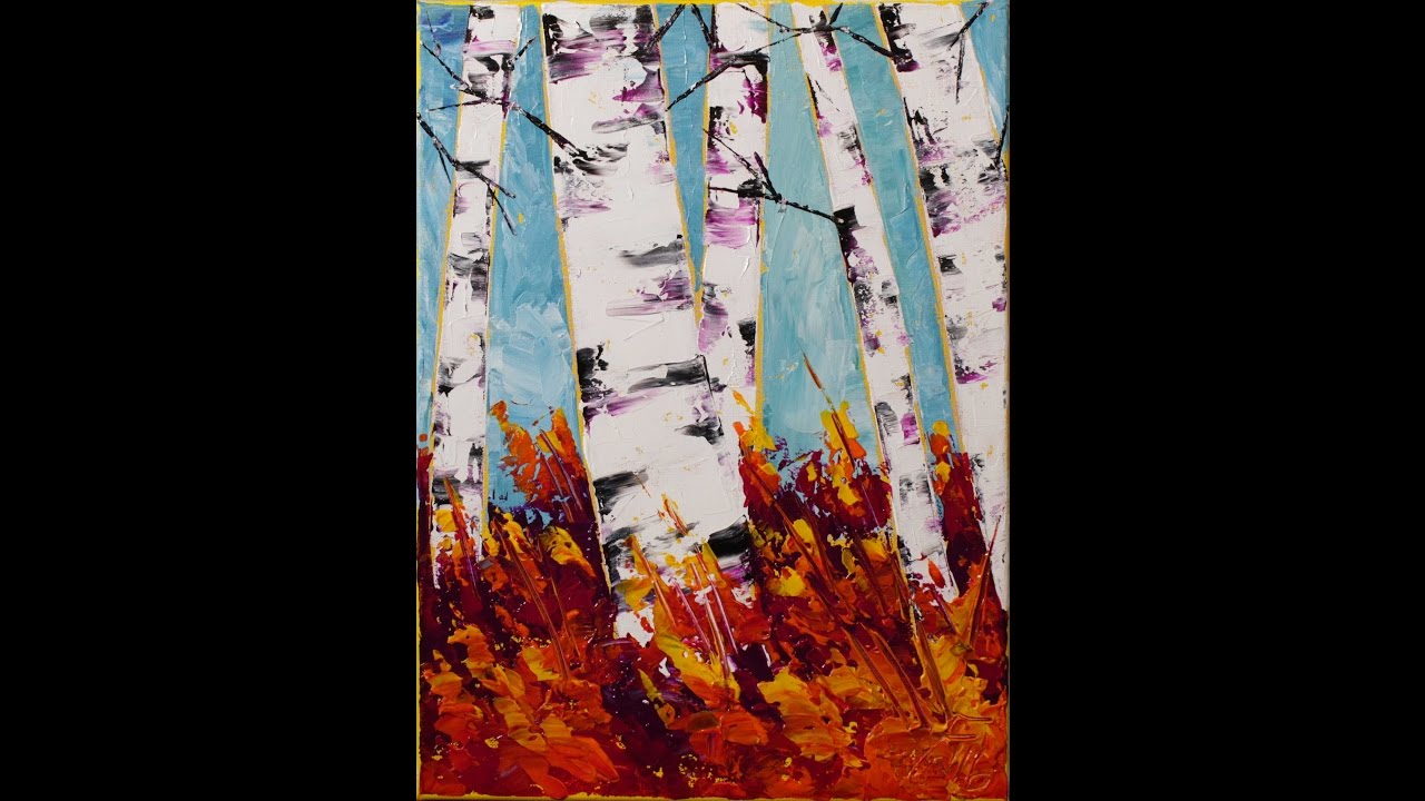 1280x720 Fall Fantasy Step By Step Acrylic Painting On Canvas For Beginners - Fall Birch Tree Painting