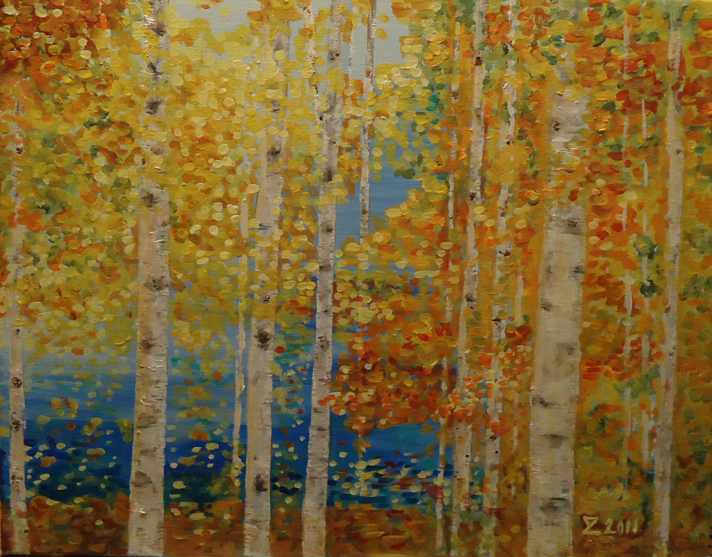 2319x1815 Golden Autumn I And Ii (Russian Birch Trees) Yzartgallery - Fall Birch Tree Painting