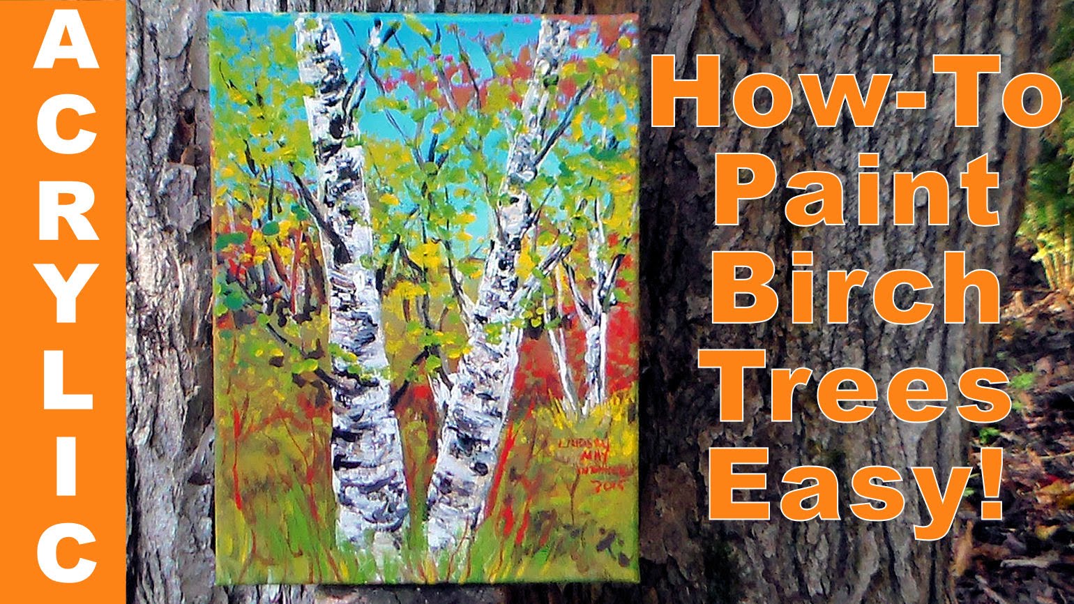 1540x866 How To Paint Birch Trees Quickly With Acrylics Amp A Palette Knife - Fall Birch Tree Painting