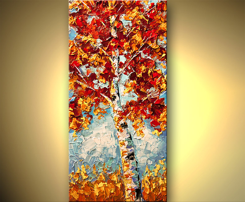788x650 Painting - Fall Birch Tree Painting