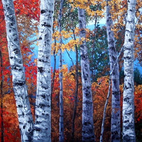 499x500 Birch Tree Paintings Description Surrounded By The Sparkling - Fall Birch Tree Painting