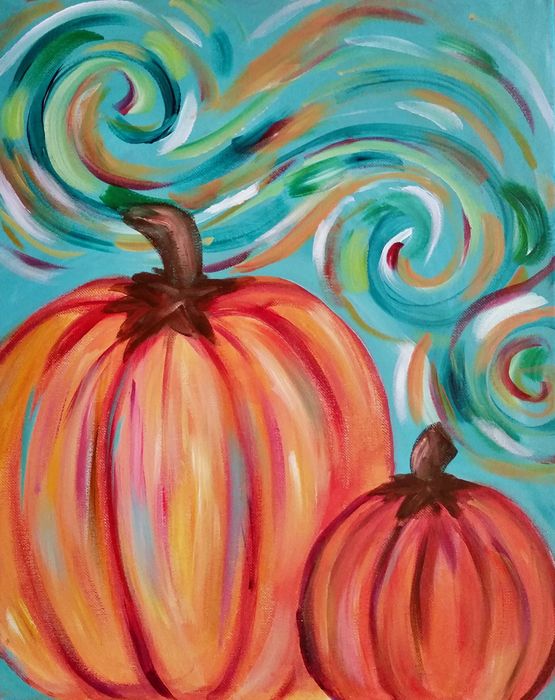 555x700 Fun Colorful Pumpkin Canvas Painting Sip Paint Mechanicsburg - Fall Canvas Painting