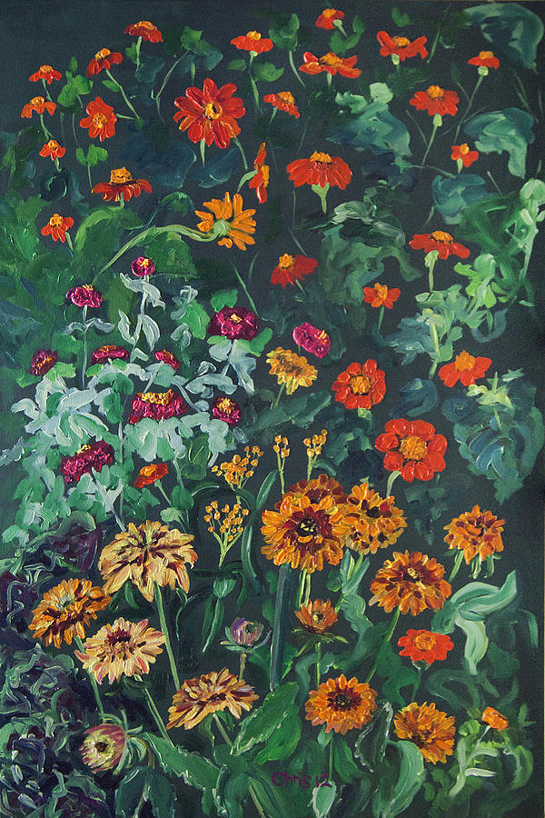 600x900 Fall Flowers Painting By Christina Plichta - Fall Flower Painting