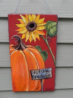 236x314 How To Paint A Crow And Pumpkin Sign Door Hangings, Simple - Fall Flower Painting