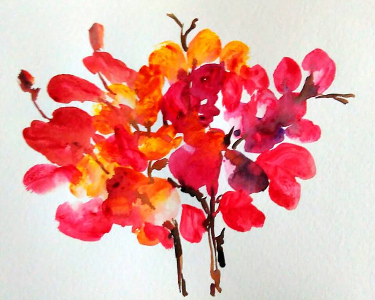 770x616 Saatchi Art Fall Flowers Painting By V Srinath - Fall Flower Painting