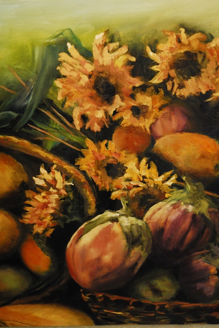 428x640 Susan Bell Artwork Autumn Flowers Original Painting Oil Still - Fall Flower Painting