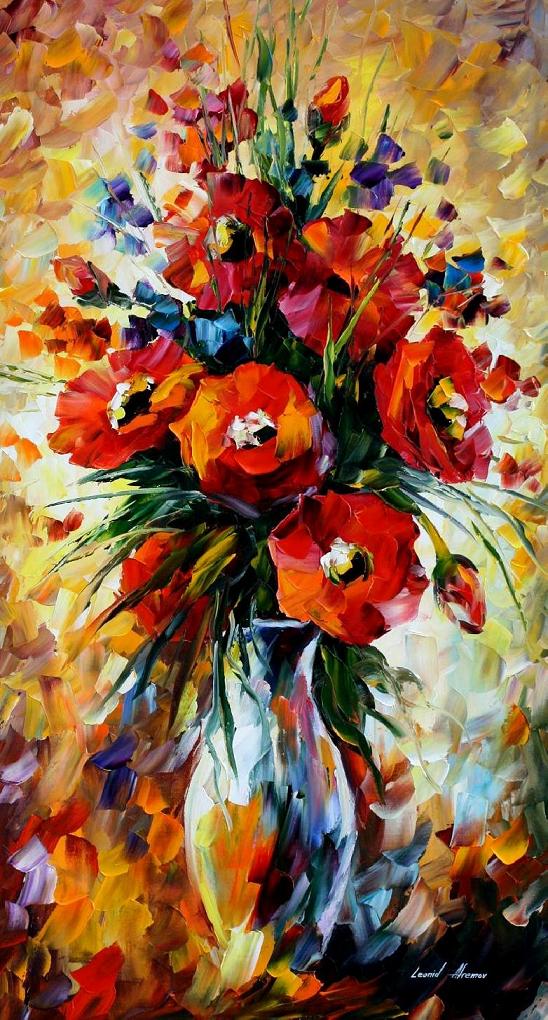 548x1020 The Gift Of Fall Palette Knife Oil Painting On Canvas By Leonid - Fall Flower Painting