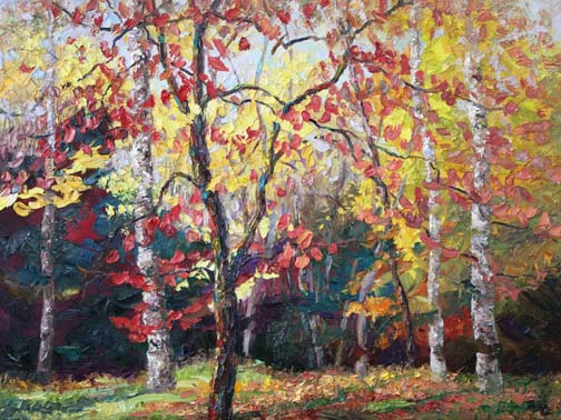 504x378 Niki Gulley New Palette Knife Fall Foliage - Fall Foliage Painting