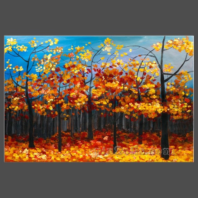 640x640 Fall Forest, Abstract Contemporary Huge Original Oil Landscape - Fall Forest Painting