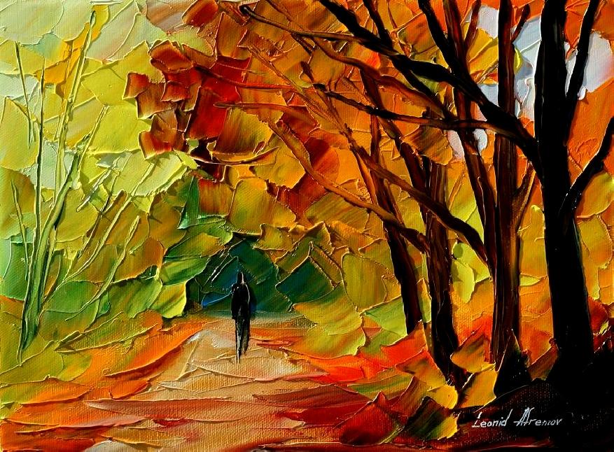 877x646 Fall Forest By Leonid Afremov By Leonidafremov - Fall Forest Painting