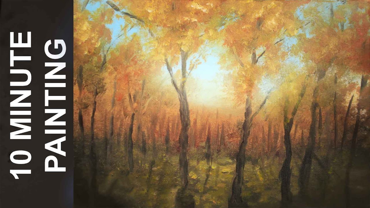 1280x720 Painting A Fall Forest Landscape With Acrylics In 10 Minutes - Fall Forest Painting