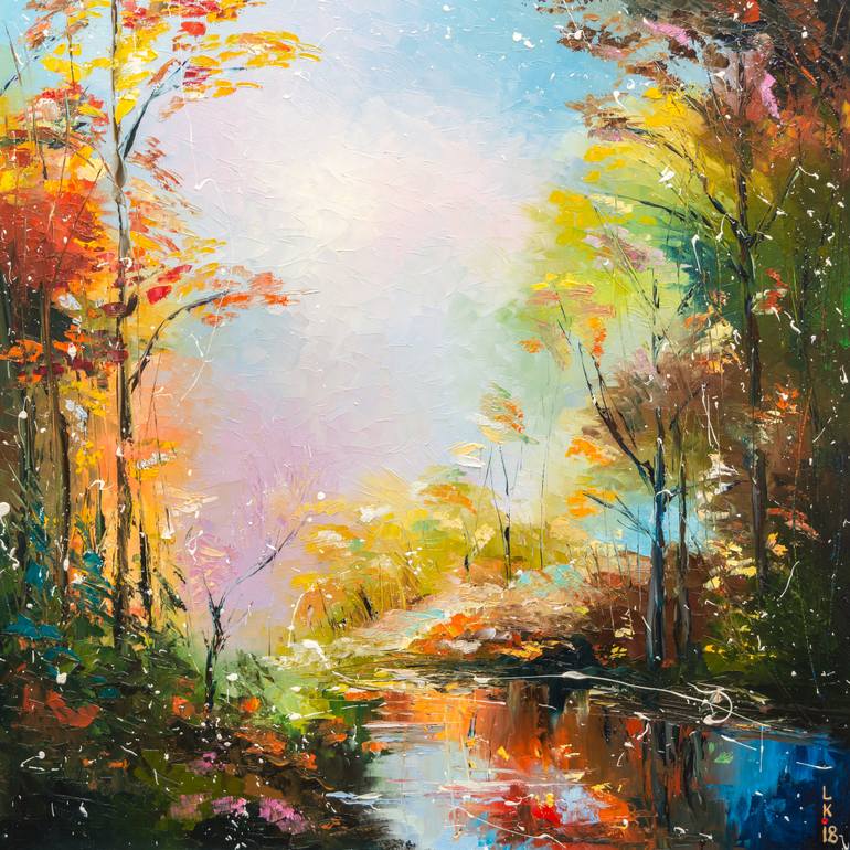 770x770 Saatchi Art Fall Forest Painting By Lyubov Kuptsova - Fall Forest Painting