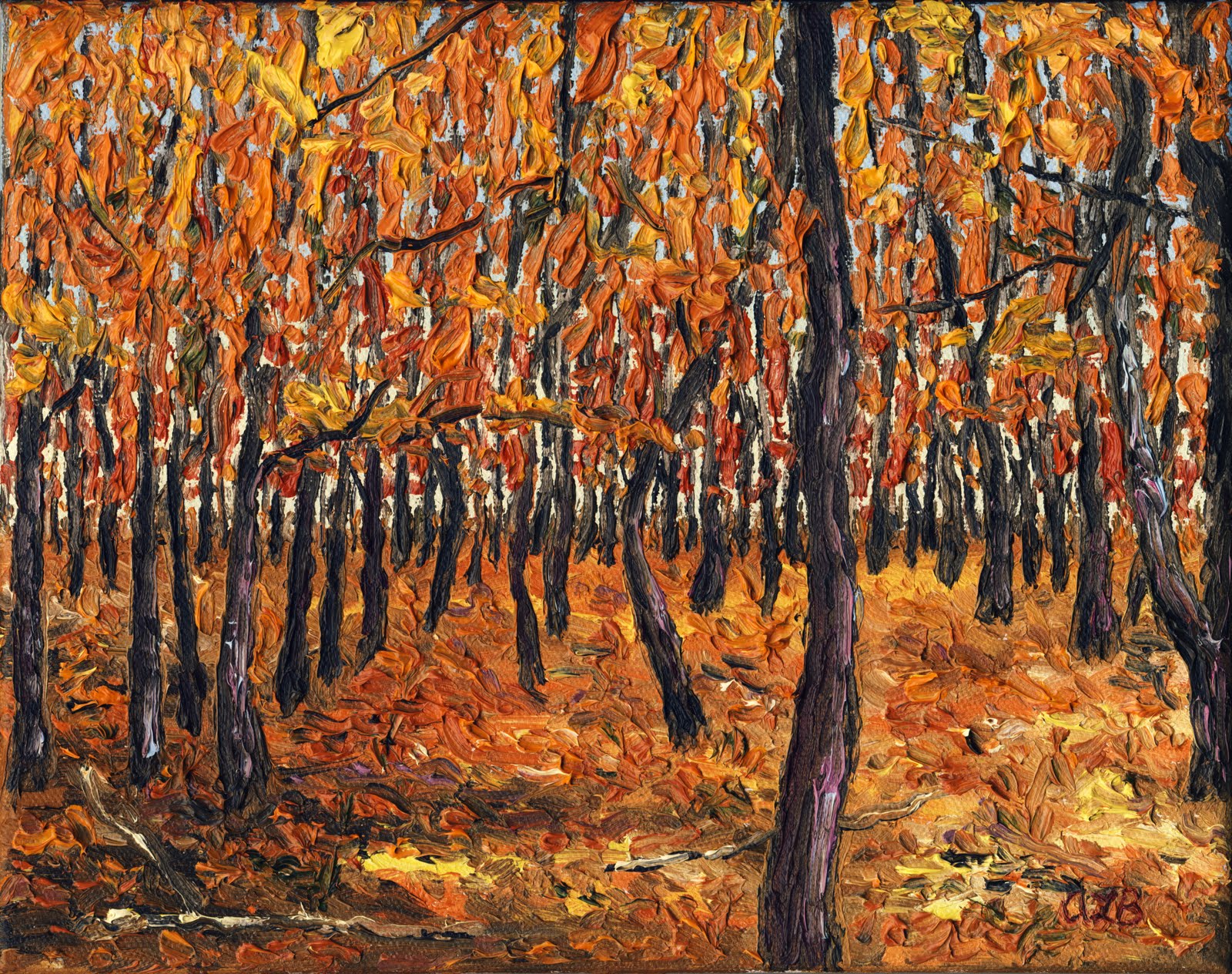 1600x1264 Audra's Oil Paintings Middle Fork River Forest Preserve (Summer - Fall Forest Painting