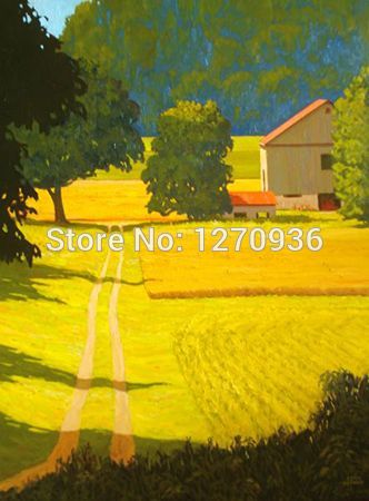 332x450 European Classical Architecture Autumn Harvest Paddy Green Trees - Fall Harvest Painting