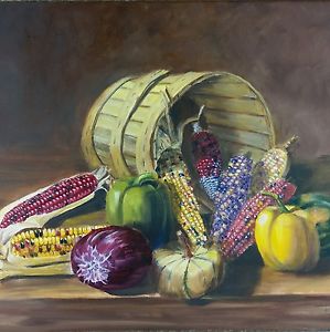 299x300 Signed Mardelle Driscoll Fall Harvest Oil Painting Ebay - Fall Harvest Painting