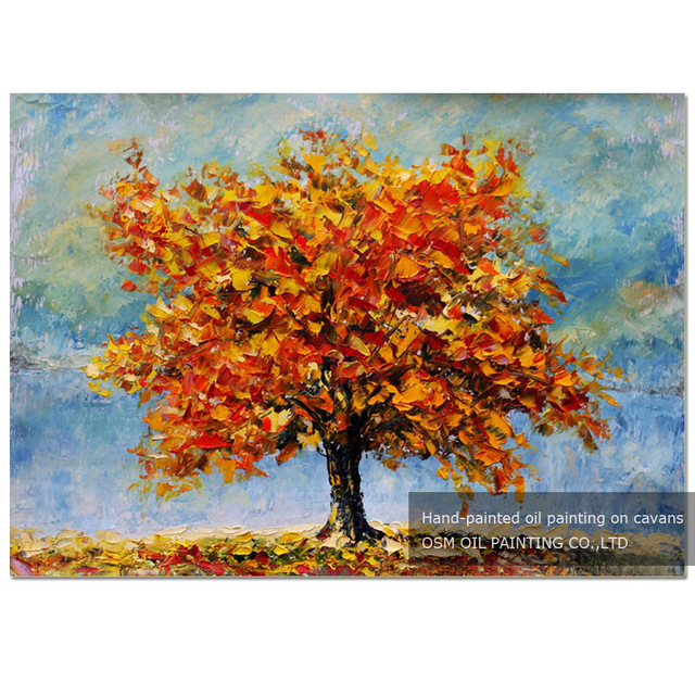 640x640 Special Designed Abstract Modern Autumn Trees Oil Painting - Fall Landscape Oil Painting