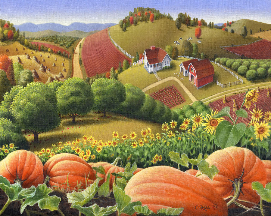 900x720 Farm Landscape - Fall Landscape Painting
