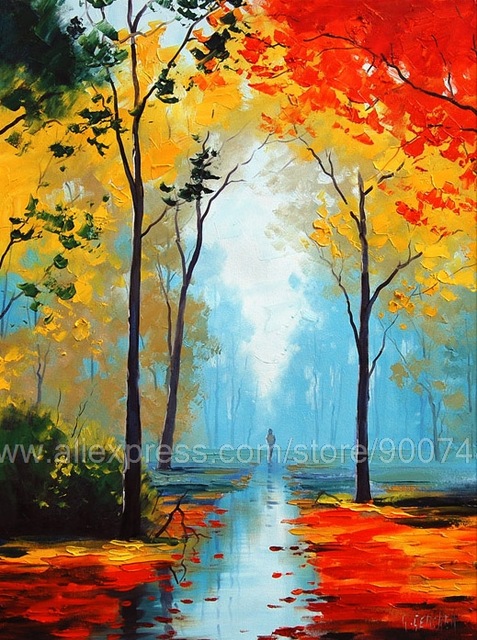 477x640 Wet Road Autumn Painting Fall Landscape Commissioned Impressionism - Fall Landscape Painting