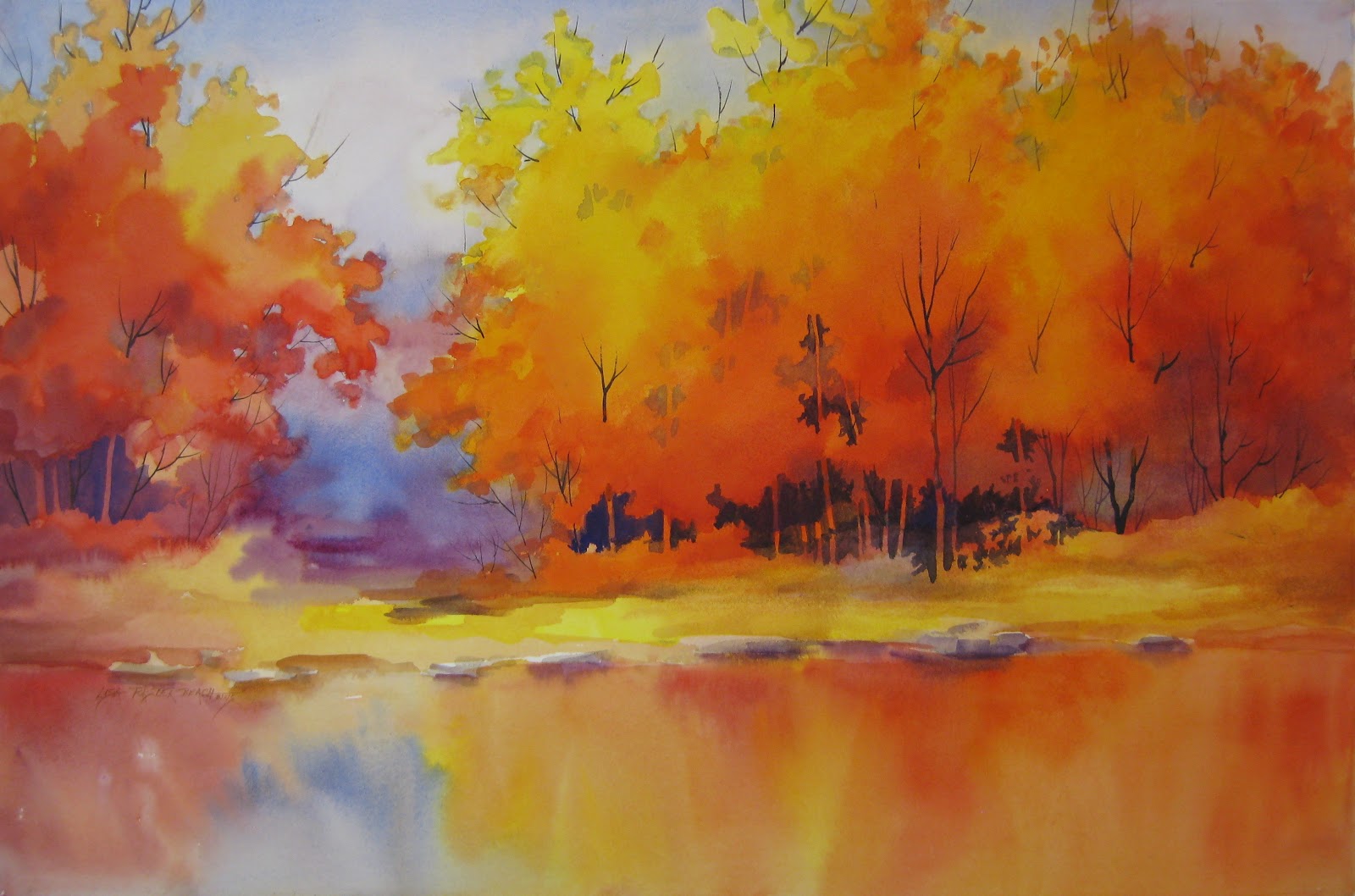 1600x1058 Vermont Art Zine Jericho Center Landscape Paintings By Lisa - Fall Landscape Watercolor Painting