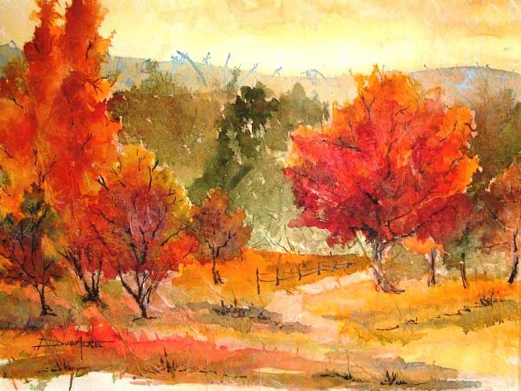 732x550 Watercolor Trees Landscape Painting Trees - Fall Landscape Watercolor Painting