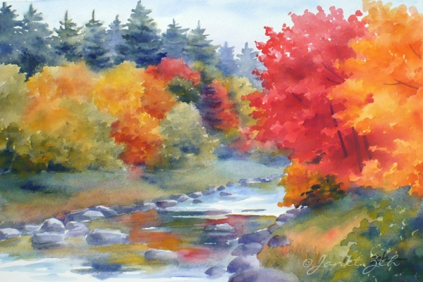 Fall Landscape Watercolor Painting at PaintingValley.com | Explore ...