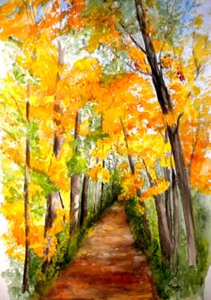 236x334 Beach Path By Deborah R Hill Oil ~ 16 X 20 Landscape Painting - Fall Landscape Watercolor Painting