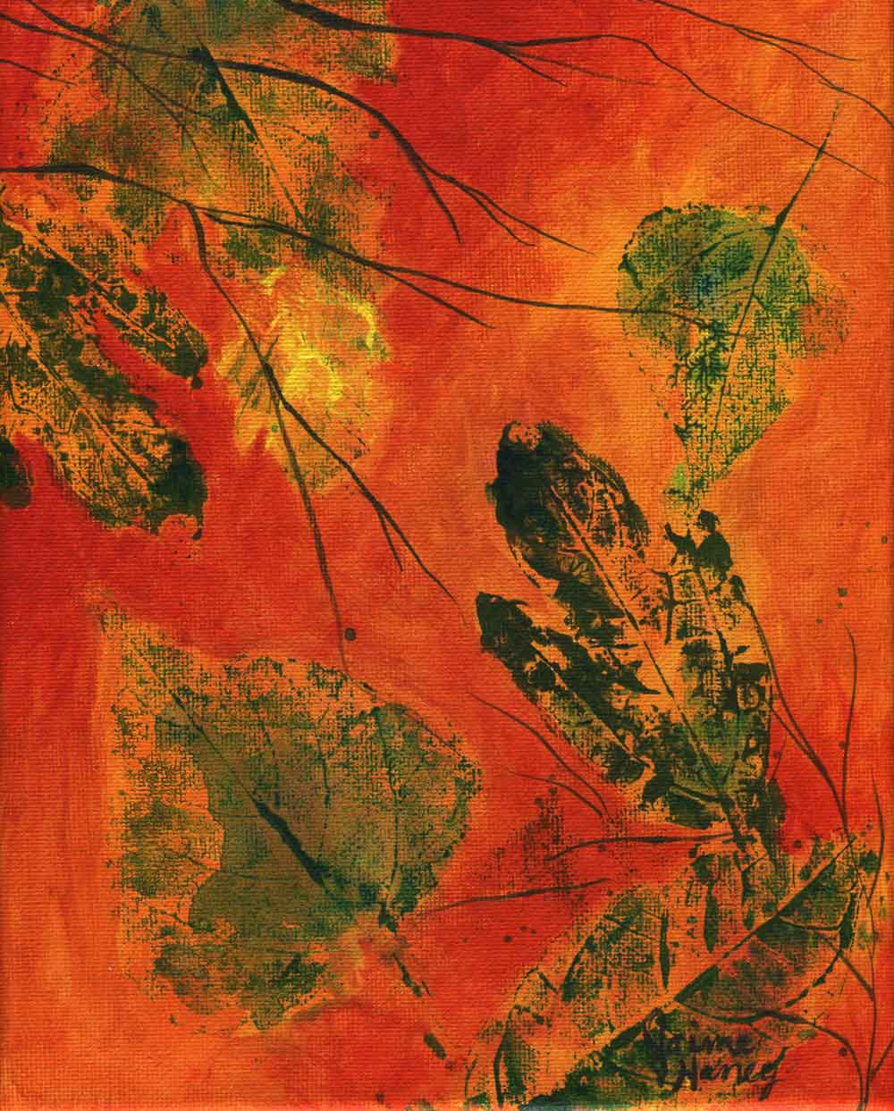 1000x1243 Falling Leaves Abstract Painting Warm Release - Fall Leaves Painting