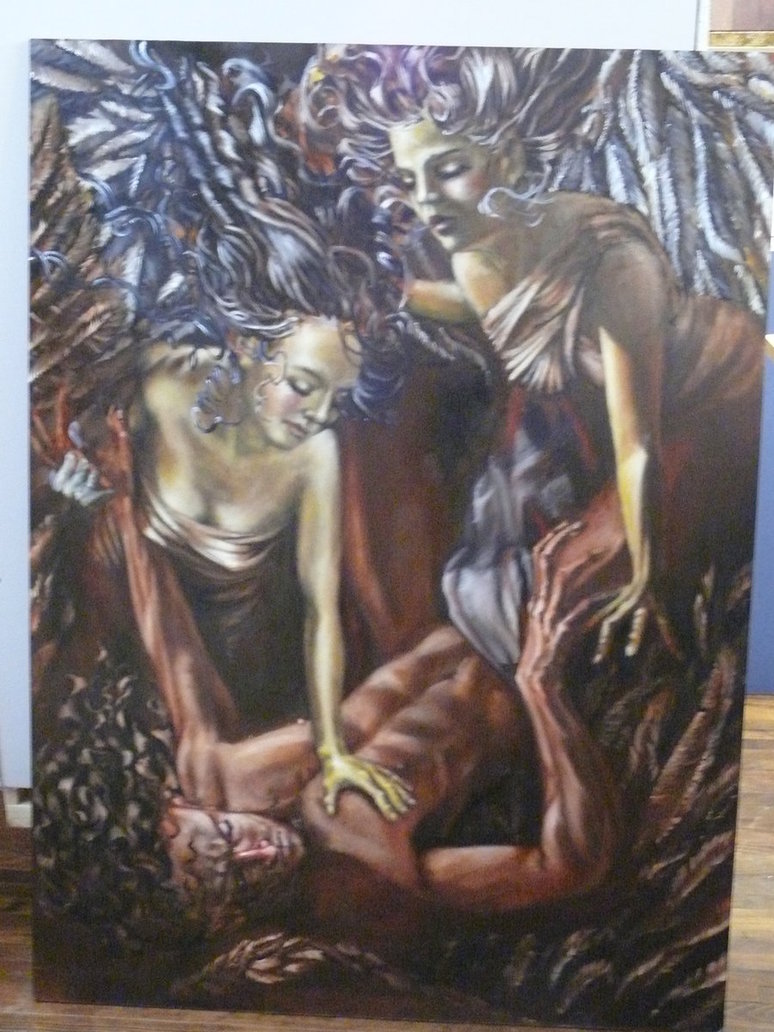 774x1032 Lucifer's Fall Wip By Charlieblue666 - Fall Of Lucifer Painting