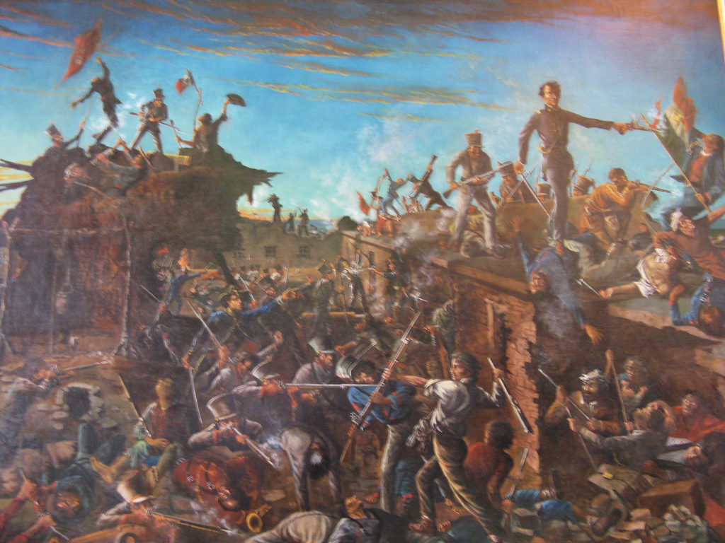 1024x768 Dawn - Fall Of The Alamo Painting