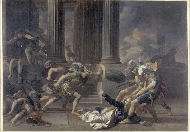 800x557 Antoine Rivalz (French Painter, 1667 1735) Painted This Scene - Fall Of Troy Painting