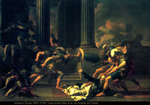 500x350 Cassandra Dragged From Athena's Temple On The Night - Fall Of Troy Painting