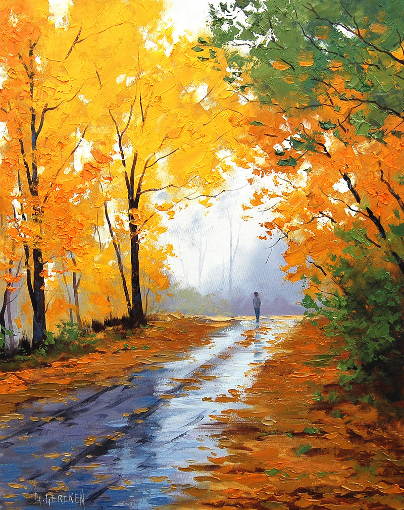 800x1010 Fall Leaves Painting By Artsaus - Fall Painting