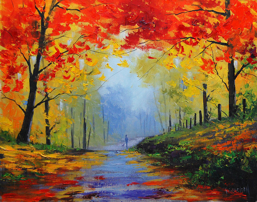 900x709 Fall Stroll Painting By Graham Gercken - Fall Painting