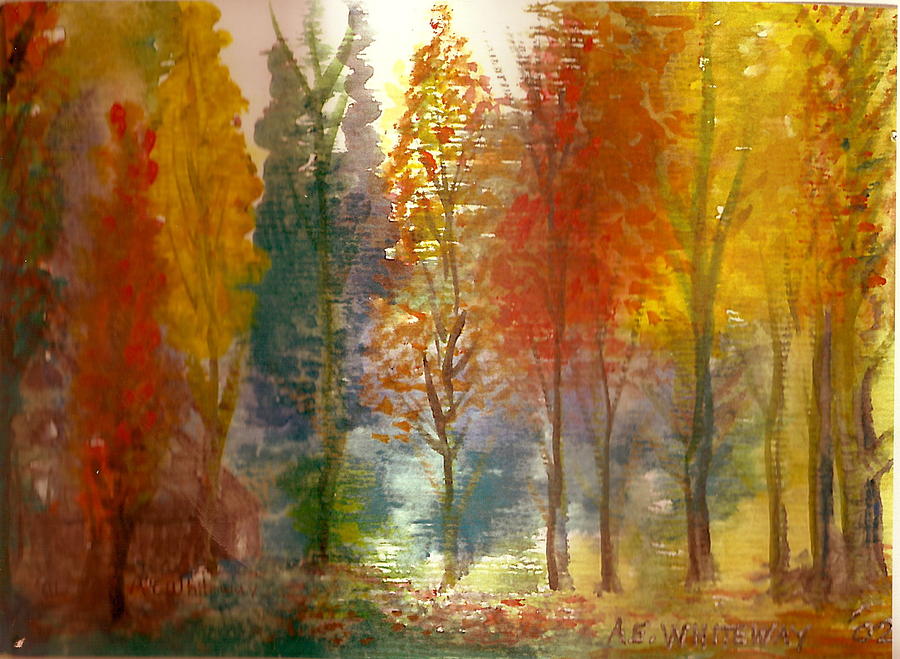 900x659 Favorite Fall Watercolor Painting Painting By Anne Elizabeth Whiteway - Fall Painting