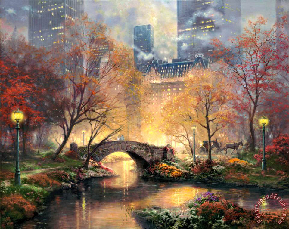960x761 Thomas Kinkade Central Park In The Fall Painting - Fall Painting